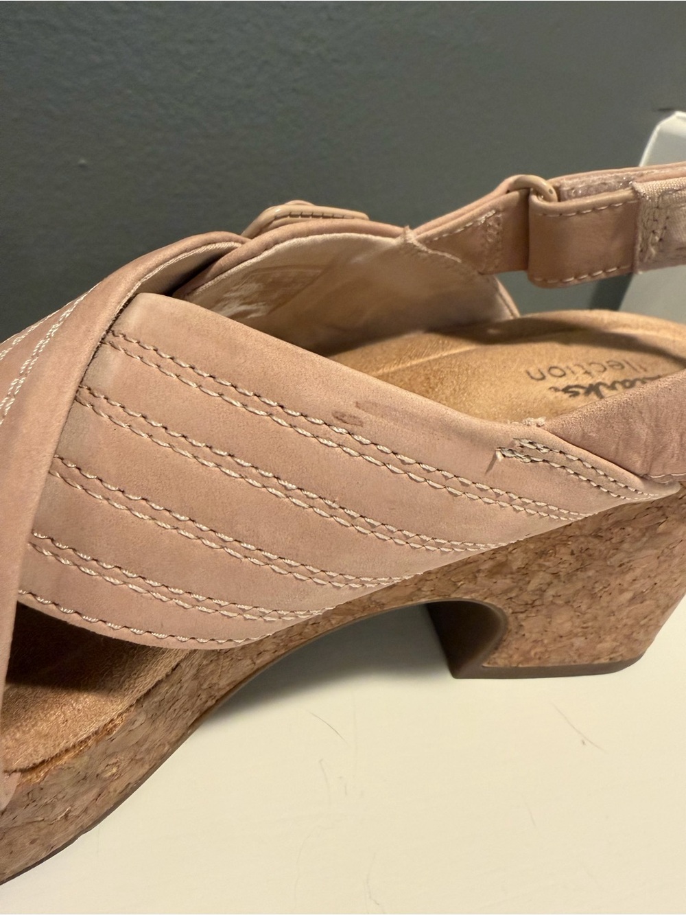 Clark’s Nerisa West Sand Nubuck Platform Slingback Sandals Size 9 - Picture 7 of 12